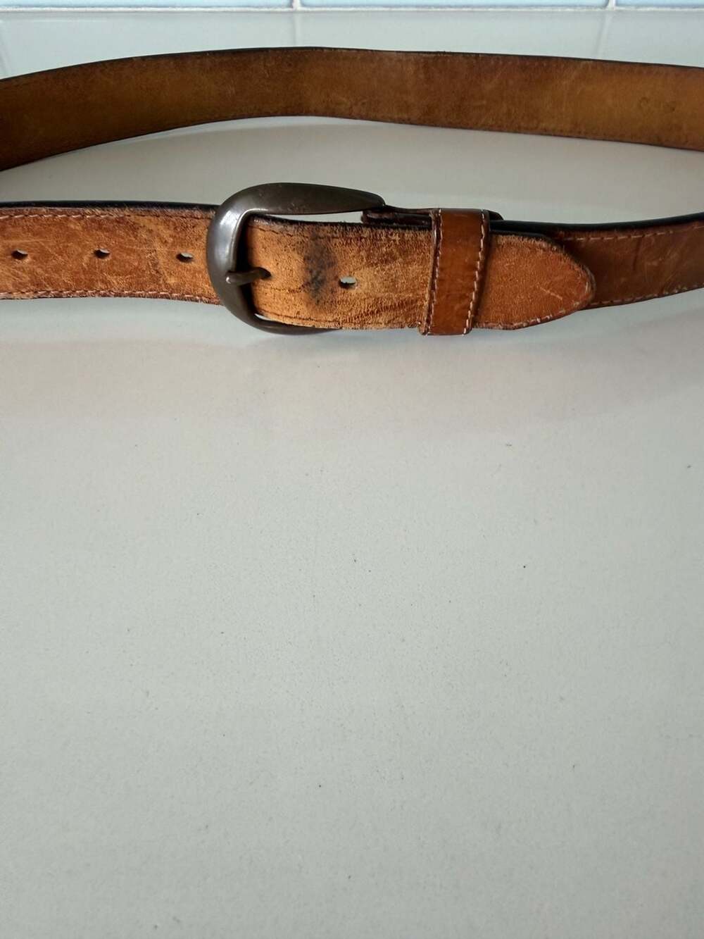 Vintage Danbury Brown Distressed Top Grain Cowhide Leather Belt